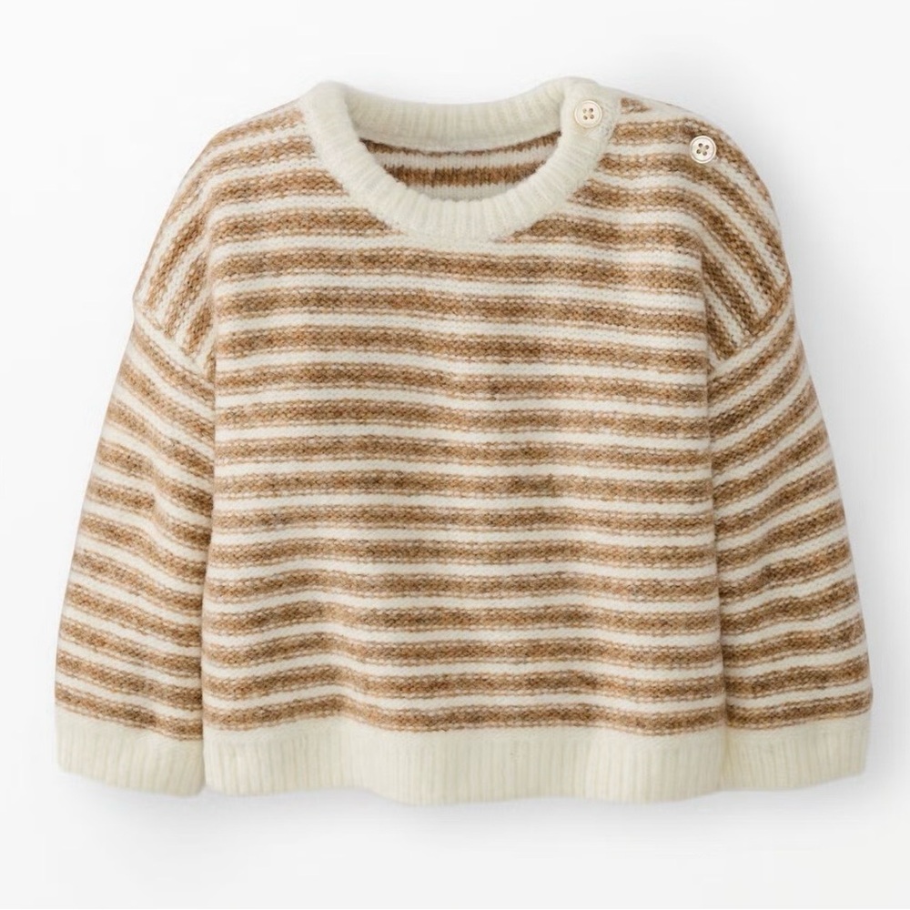 Hanna Andersson Pullover Sweater in Brown Melange Stripe, size 2T